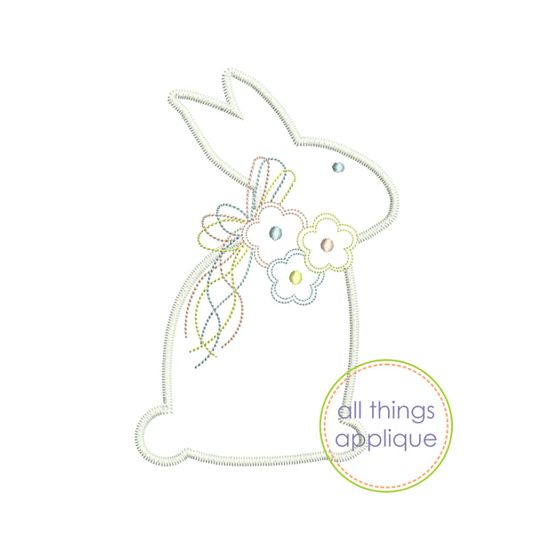 Easter Bunny with Flowers - Zig Zag – allthingsapplique